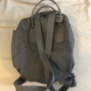 Small Fjallraven Grey Backpack with Color Factory Pin